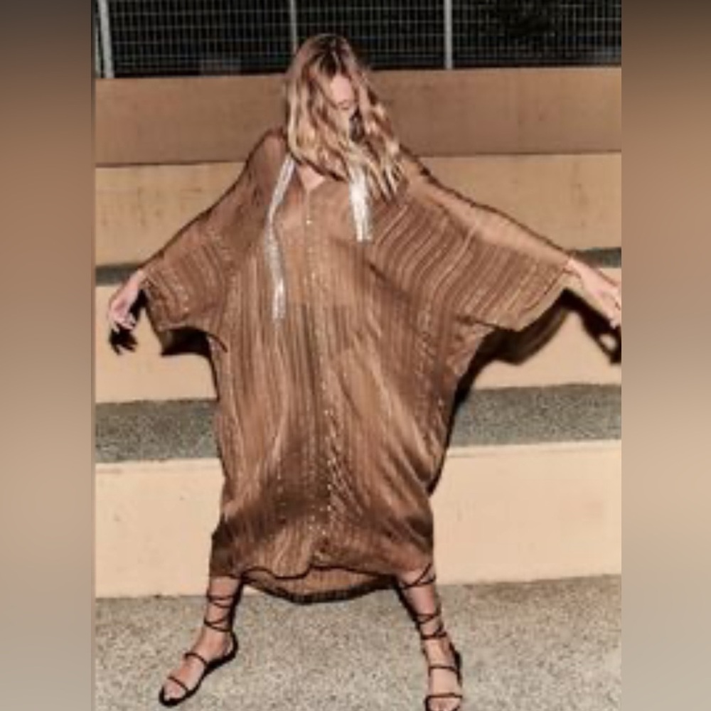 COPY - ZARA Metallic Thread Sheer  Kaftan size OS